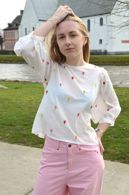 Blouse met tulpen