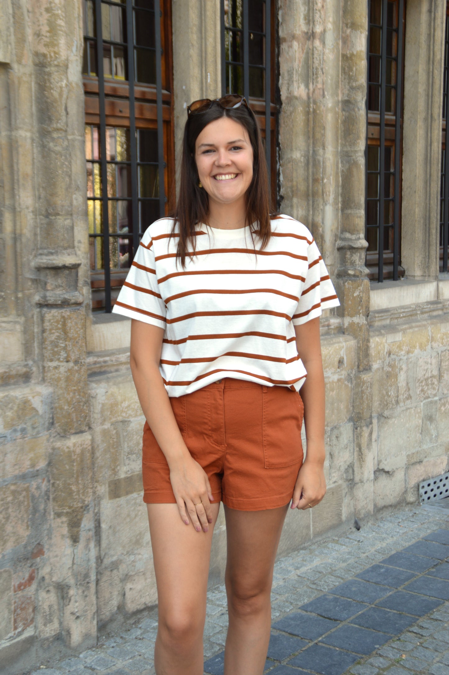 Gestreept T-shirt roest