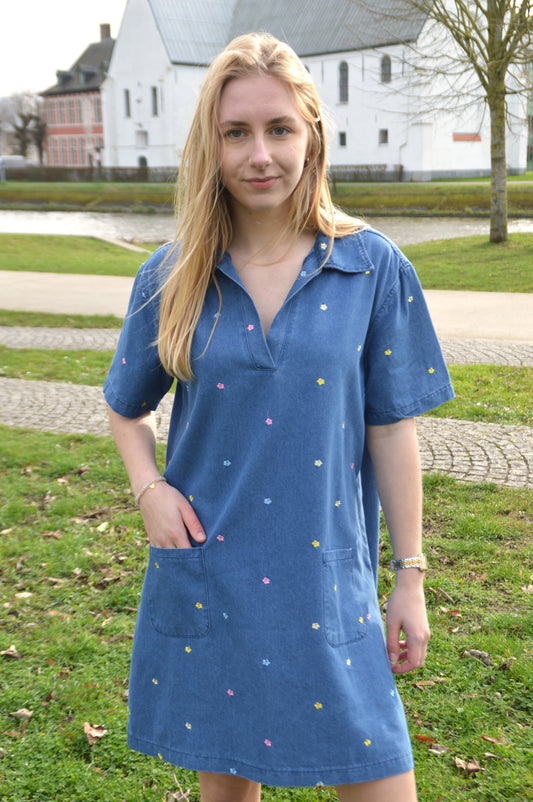 Jeanskleedje bloemetjes
