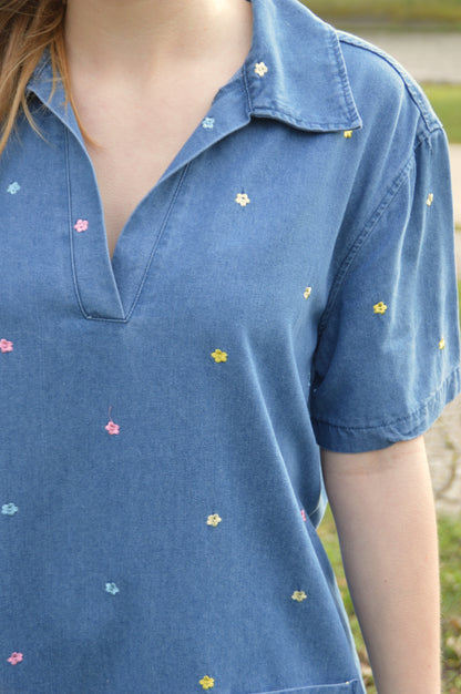 Jeanskleedje bloemetjes
