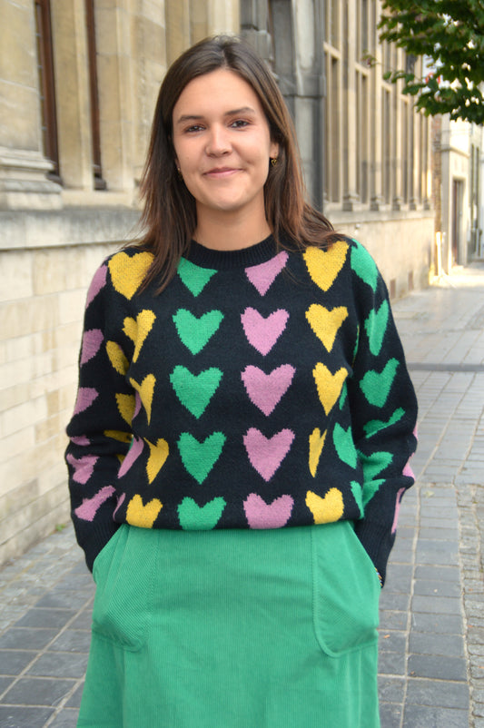 Zwart trui hartjes