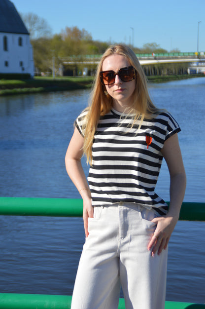 Gestreepte T-shirt zwart-wit