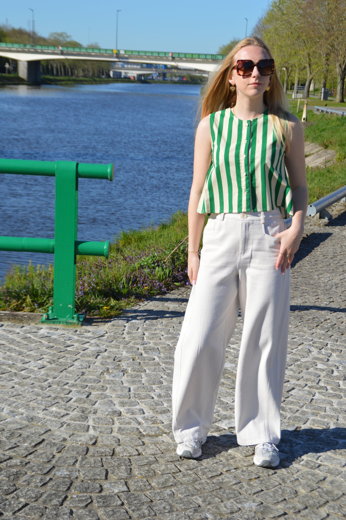 Blouse groene strepen