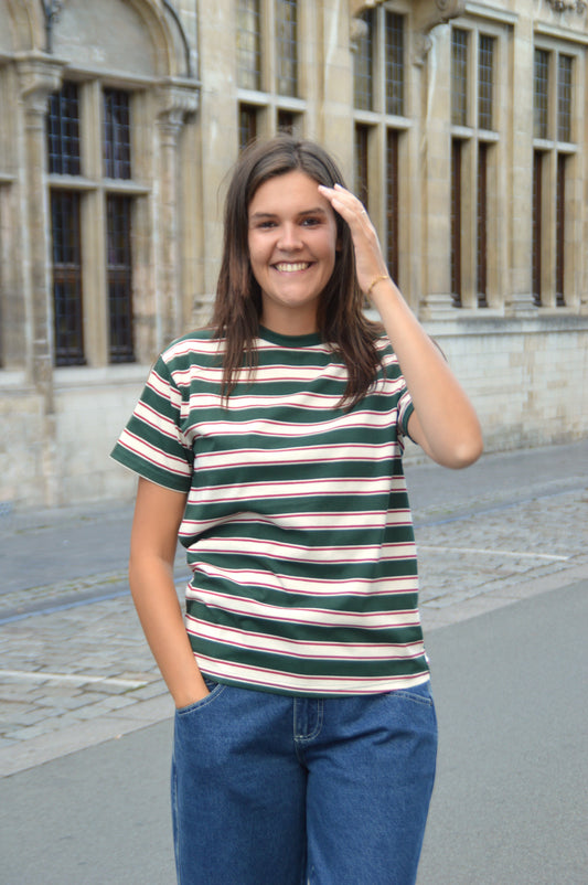 Gestreepte T-shirt groen
