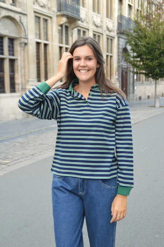 Gestreepte polo blauw