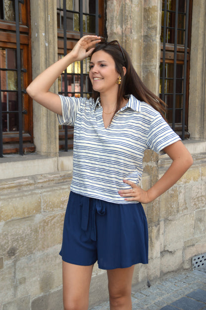 Gestreepte T-shirt blauw