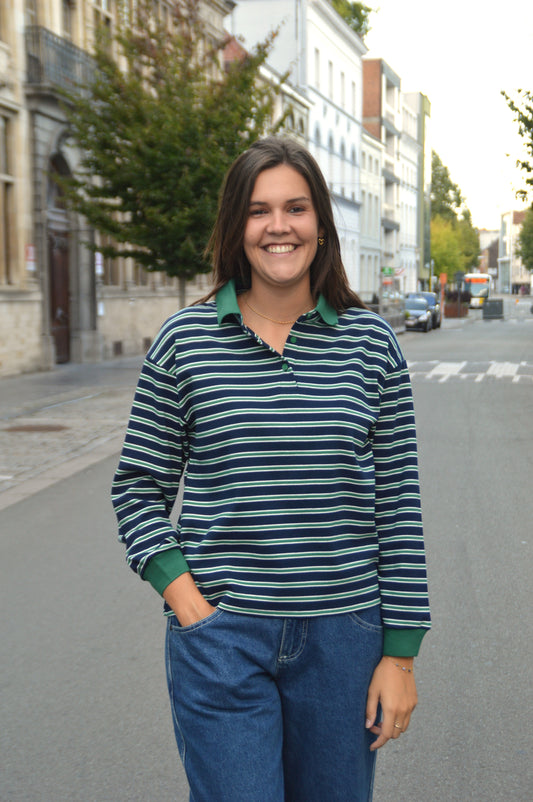 Gestreepte polo blauw