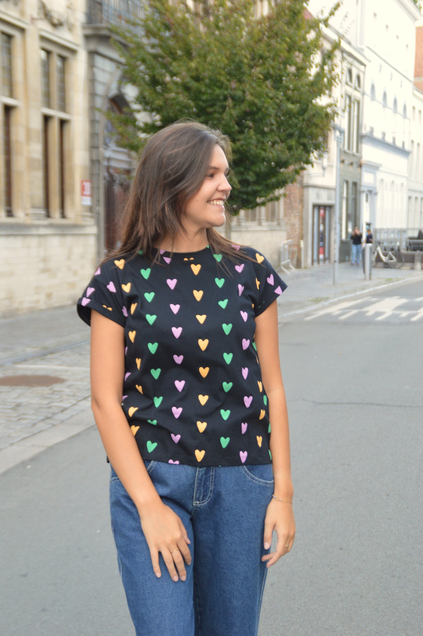 Zwart T-shirt hartjes