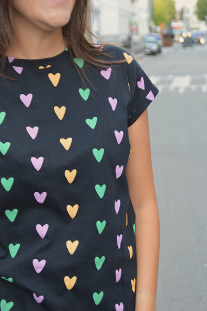 Zwart T-shirt hartjes