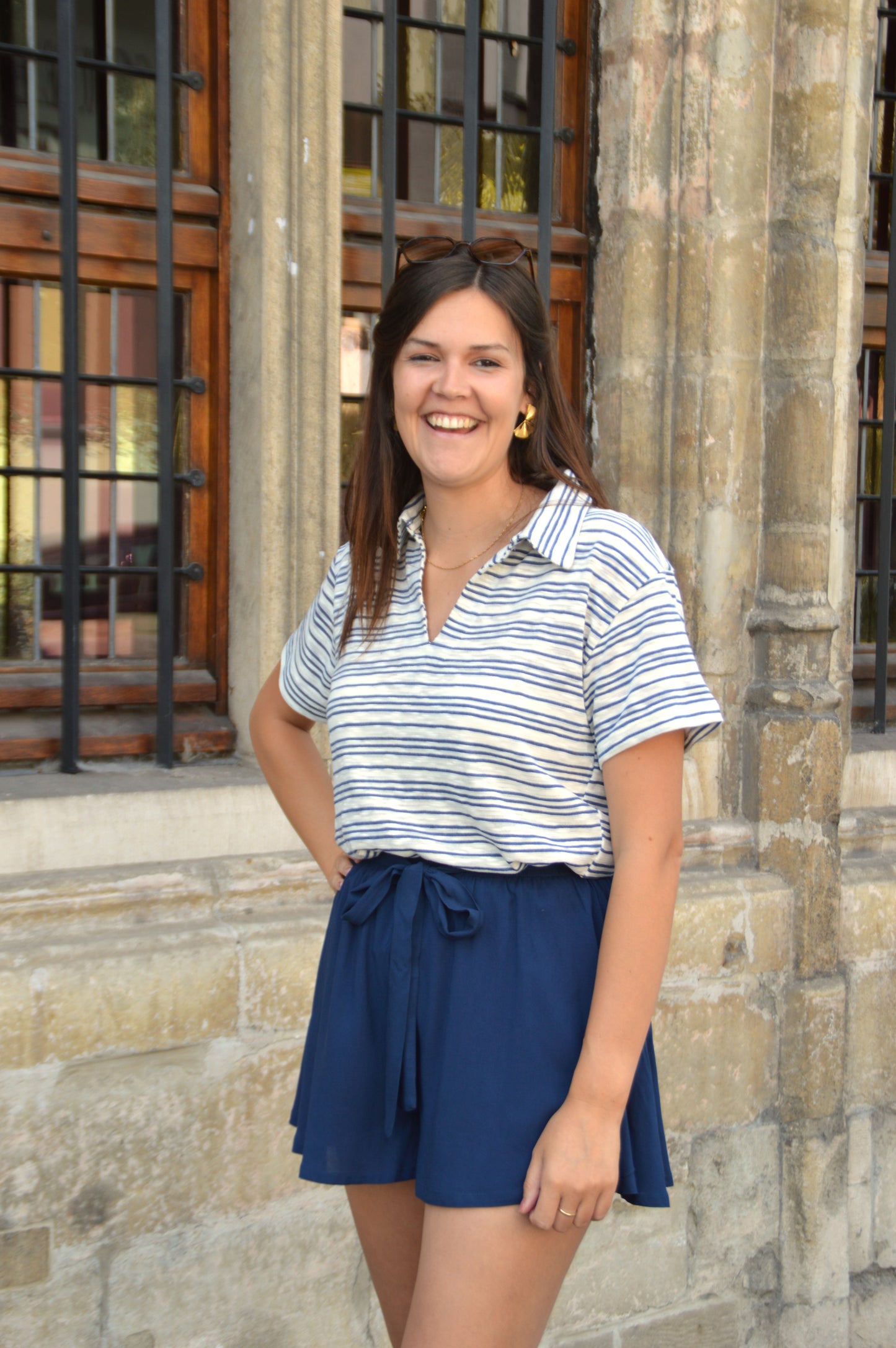 Gestreepte T-shirt blauw