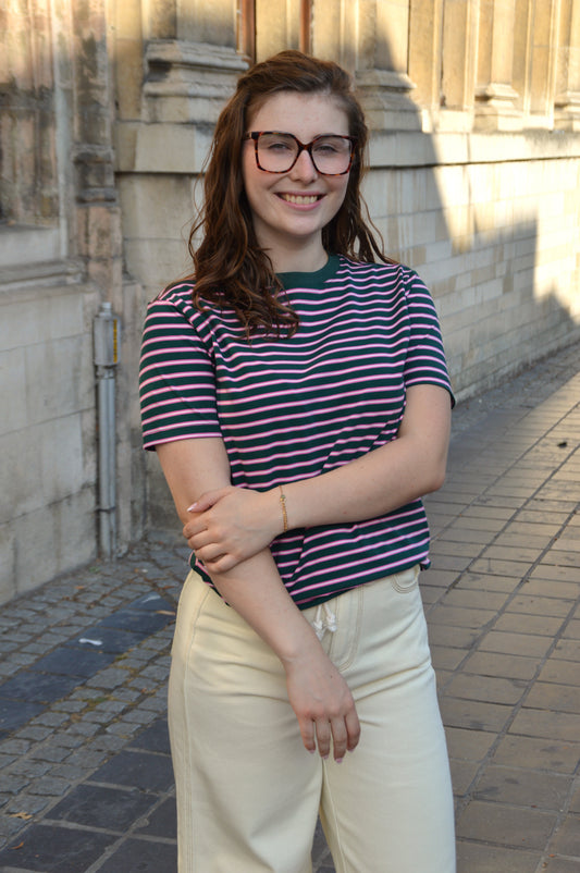 T-shirt groene streepjes