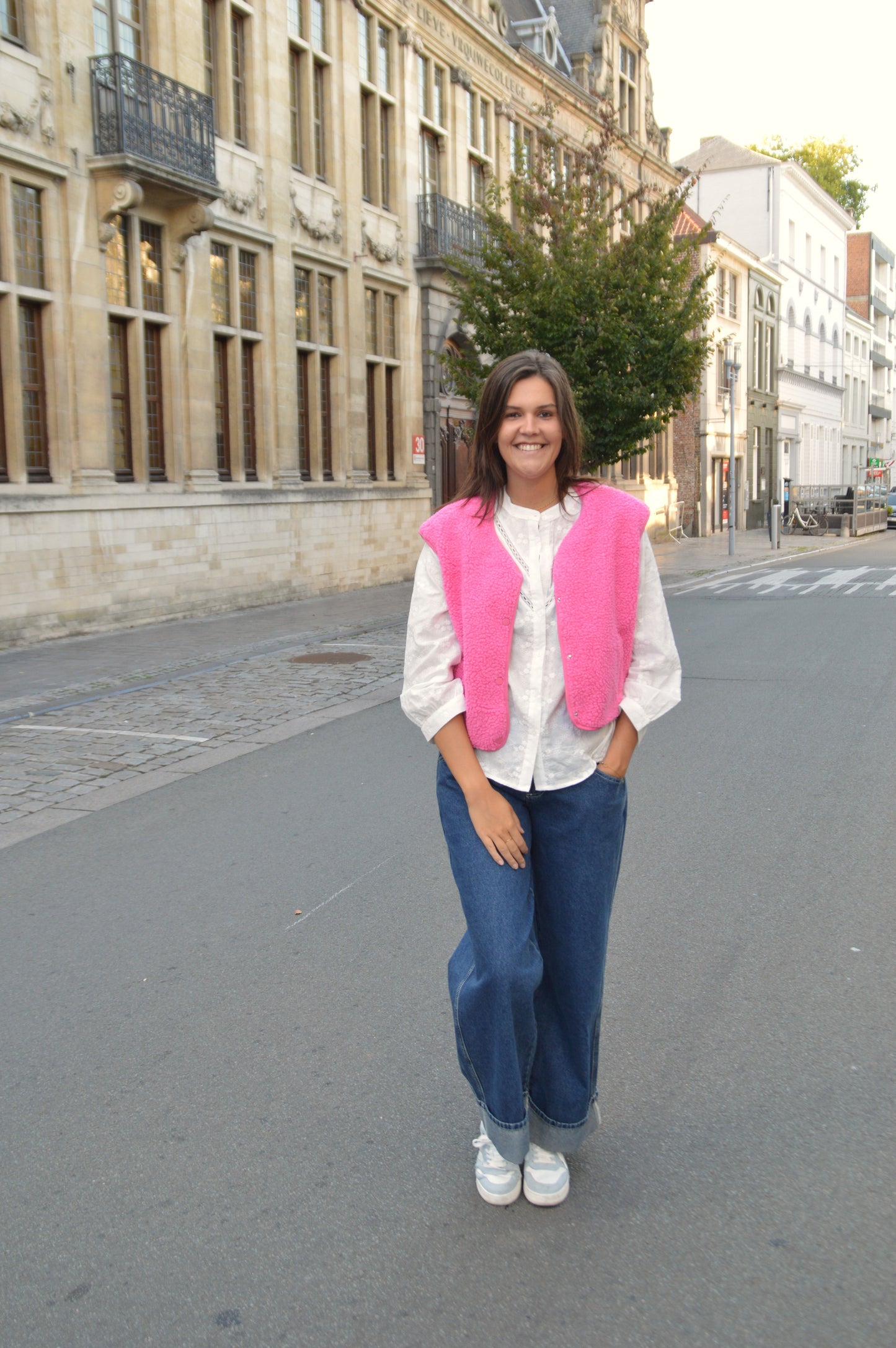 Teddy vestje fuchsia