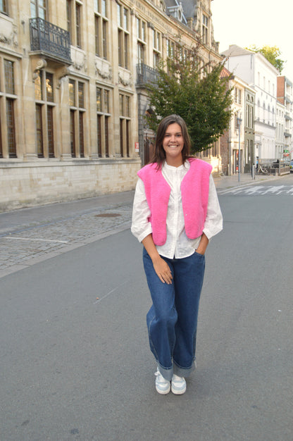 Teddy vestje fuchsia