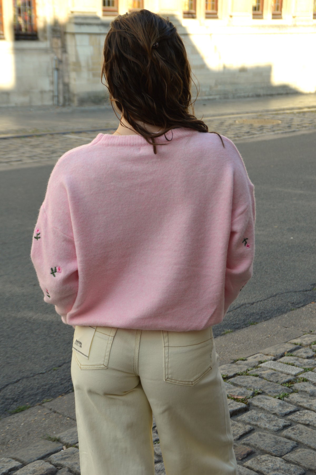 Roze trui bloemetjes