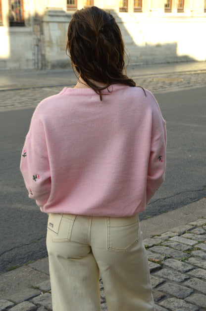 Roze trui bloemetjes