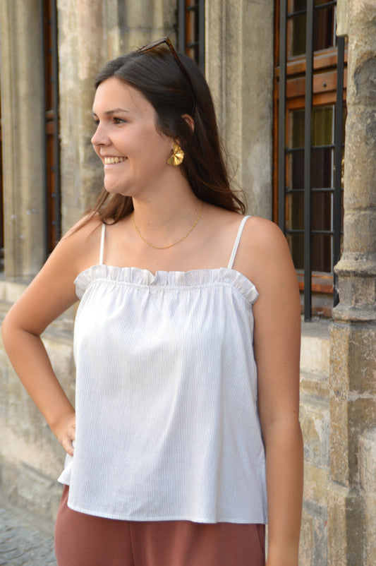 Beige topje streepjes