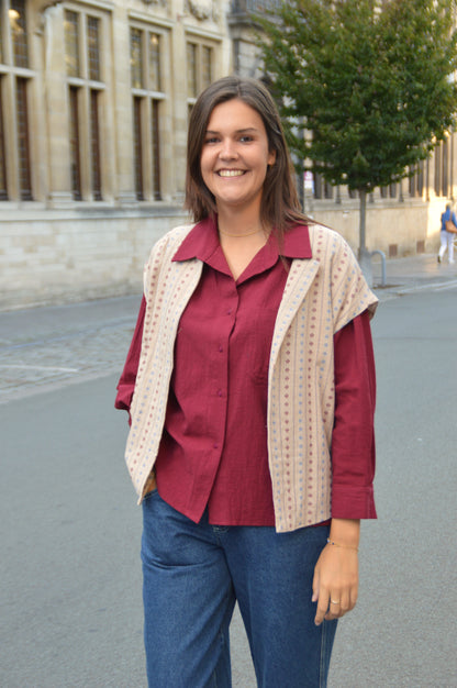 Beige vestje bloemetjes