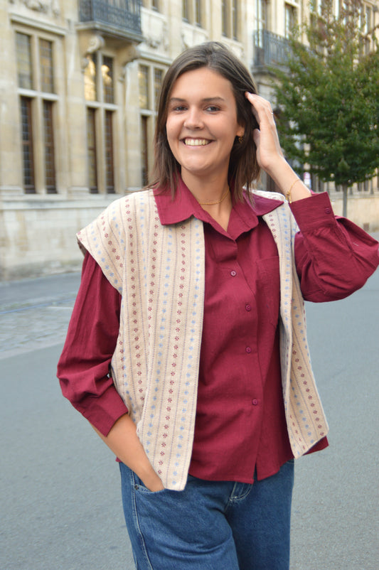 Beige vestje bloemetjes