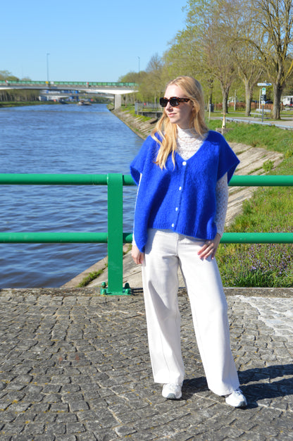 Blauwe debardeur knoopjes