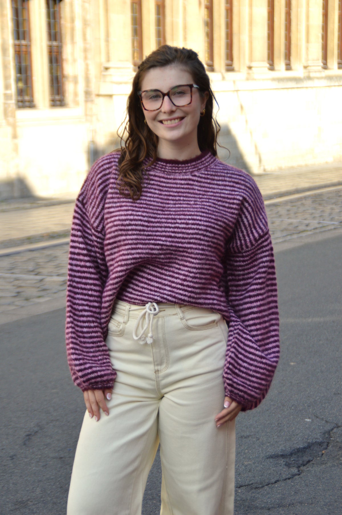 Trui streepjes bordeaux