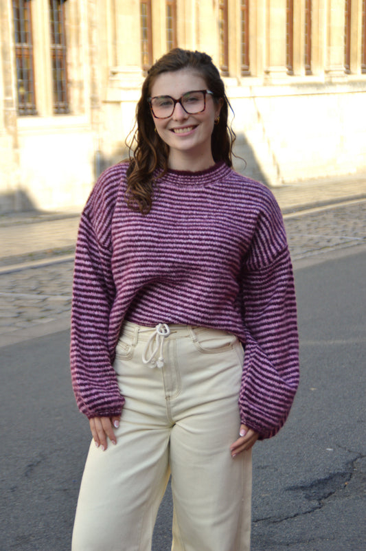 Trui streepjes bordeaux