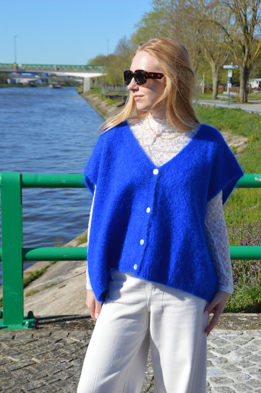 Blauwe debardeur knoopjes