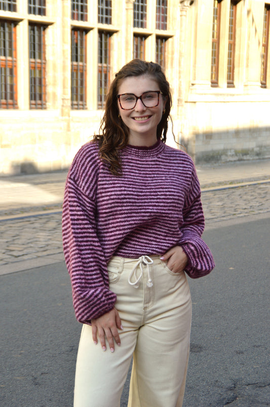 Trui streepjes bordeaux