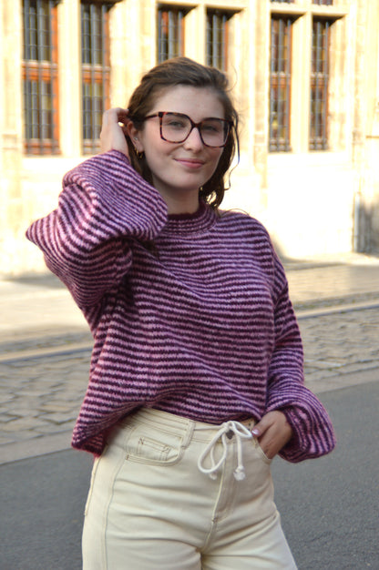 Trui streepjes bordeaux