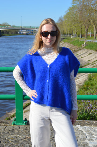 Blauwe debardeur knoopjes