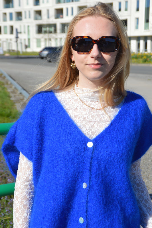 Blauwe debardeur knoopjes