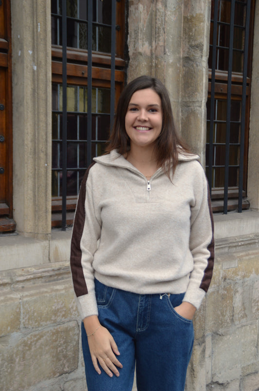 Sweater écru-bruin