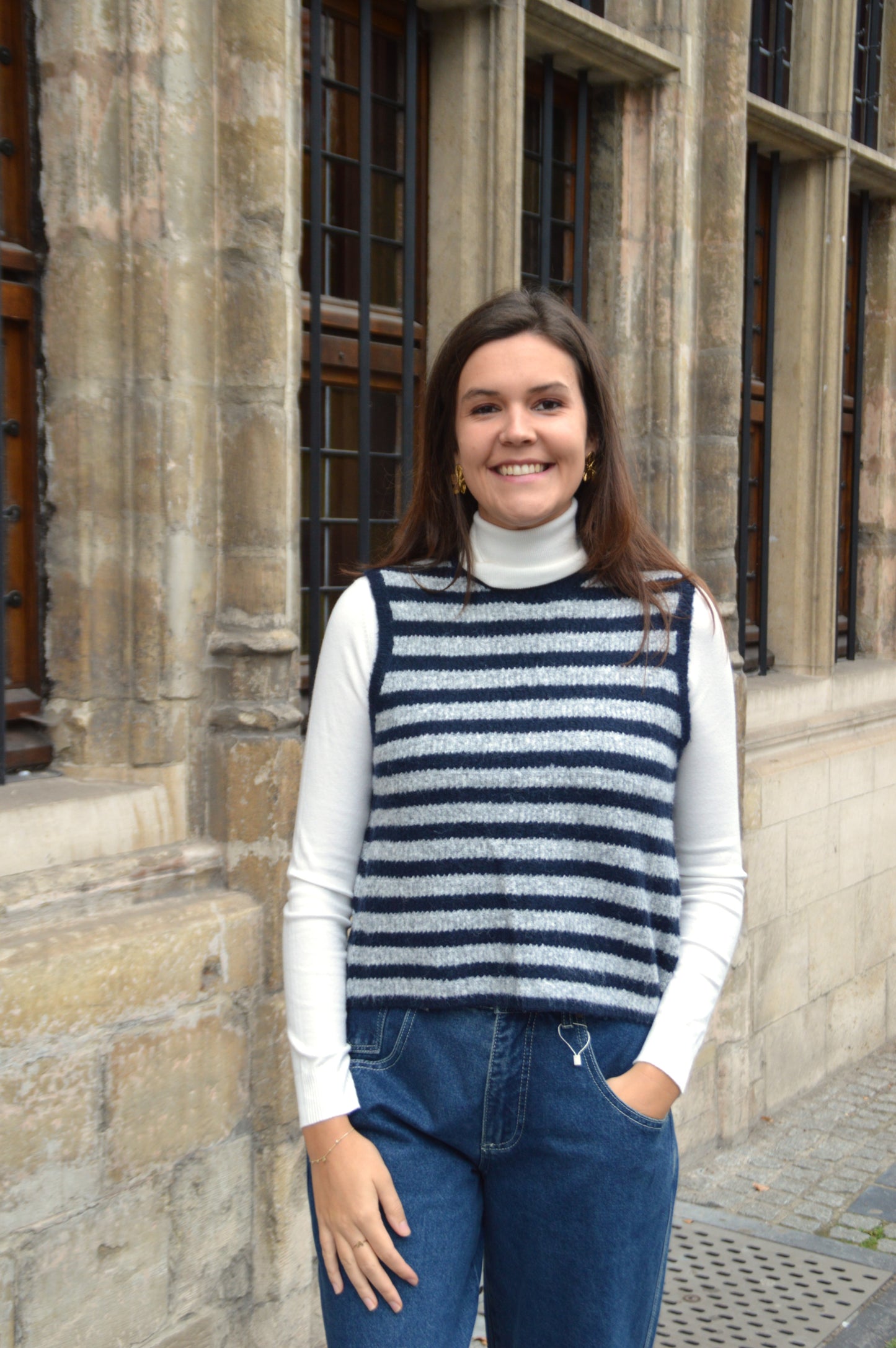 Gestreepte debardeur blauw