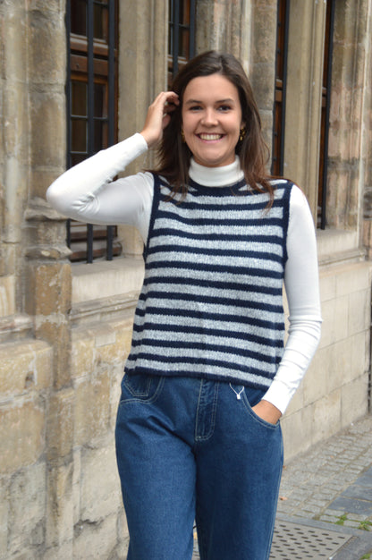 Gestreepte debardeur blauw