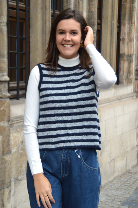 Gestreepte debardeur blauw