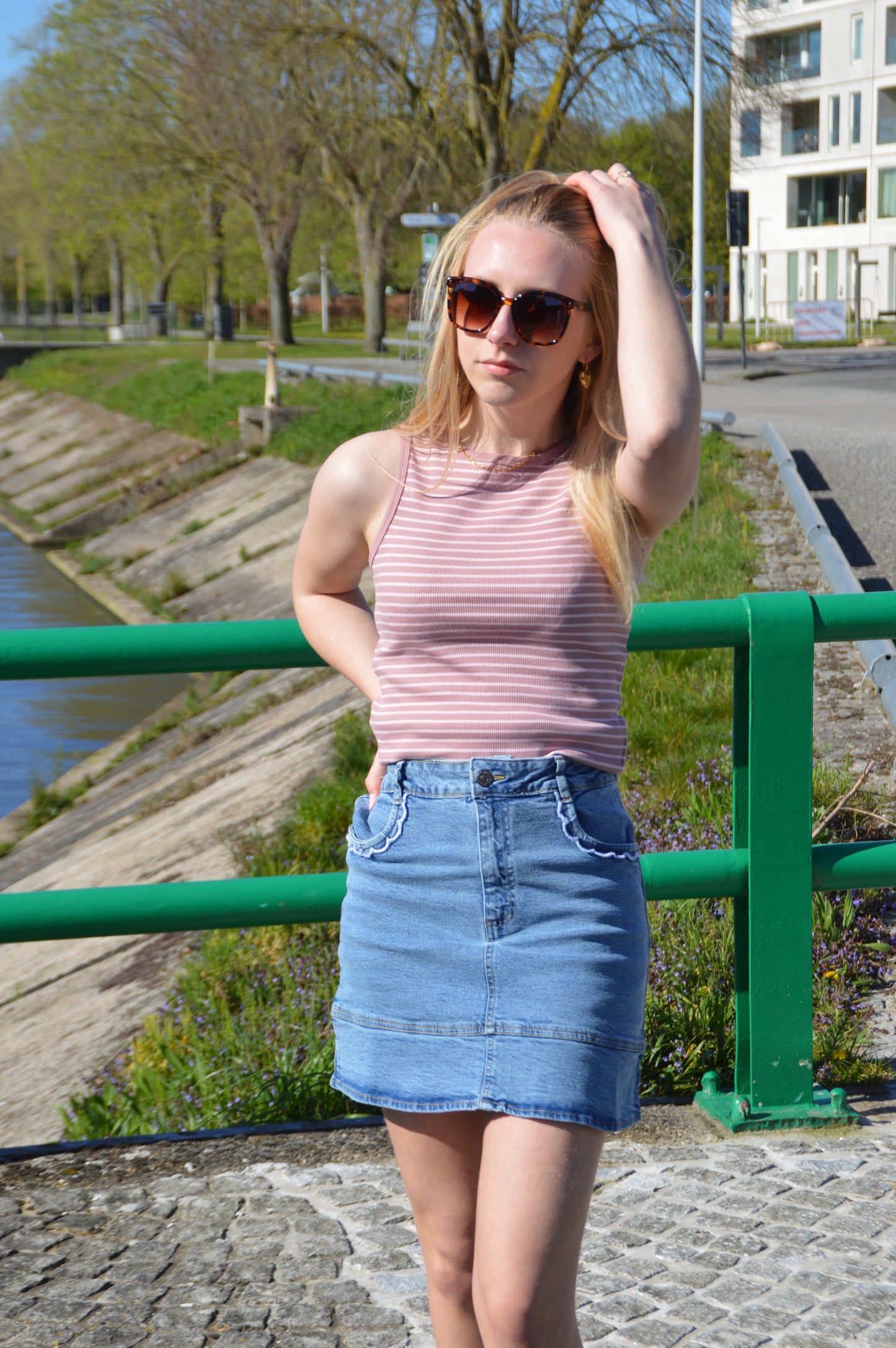 Topje streepjes roze