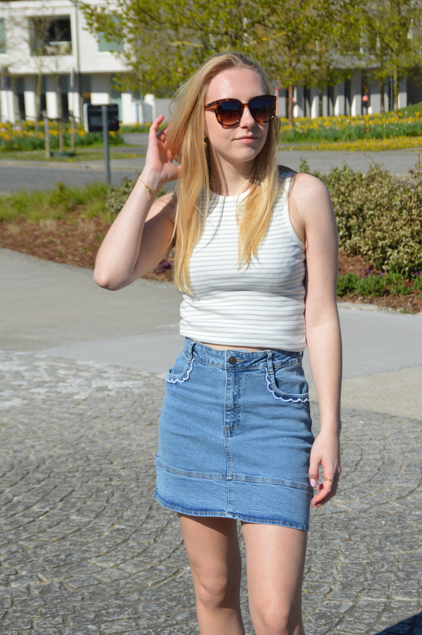 Topje streepjes wit-blauw