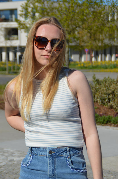 Topje streepjes wit-blauw