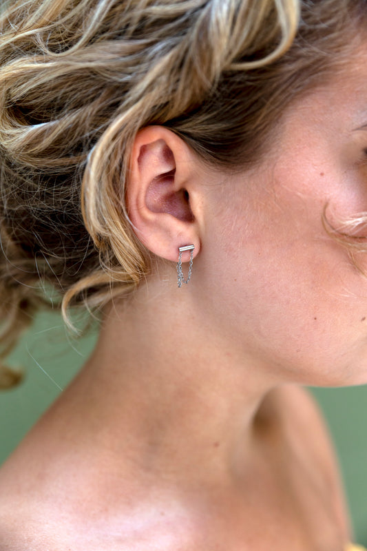 Oorbellen Double Chain zilver