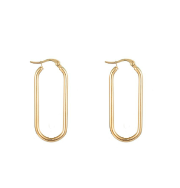 Oorbellen Long oval hoop goud