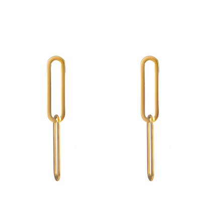 Oorbellen Flat link dangle goud