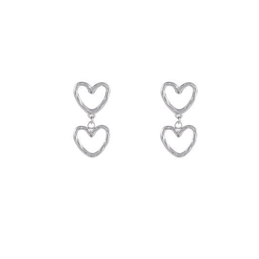 Oorbellen Double Hearts zilver