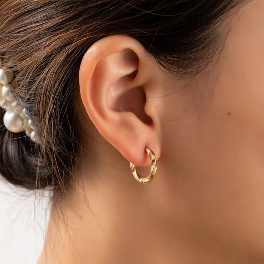 Oorbellen Twisted Basic Ring goud