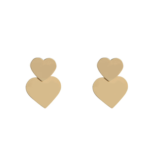 Oorbellen 2 hearts goud