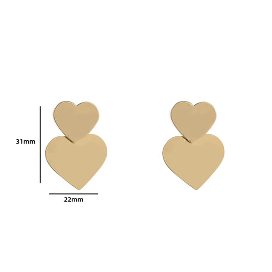 Oorbellen 2 hearts goud