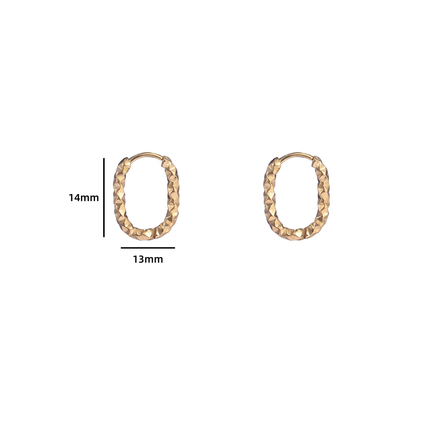 Oorbellen Oval hammered goud