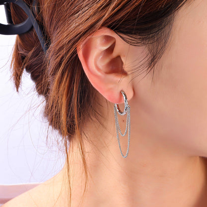 Oorbellen Hoop & Chain Zilver