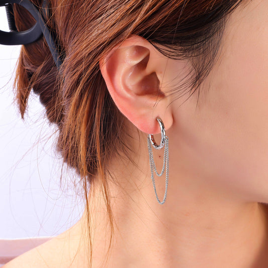 Oorbellen Hoop & Chain Zilver