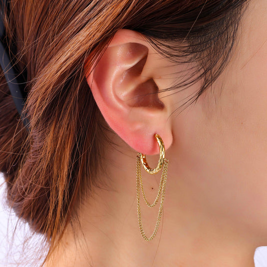 Oorbellen Hoop & Chain goud