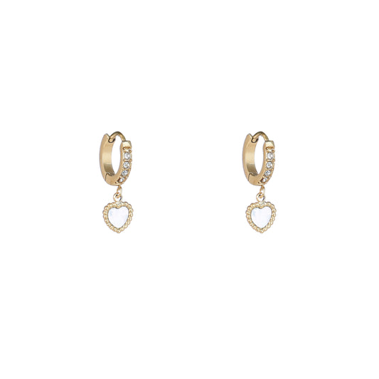 Oorbellen Strass Hoop + Heart