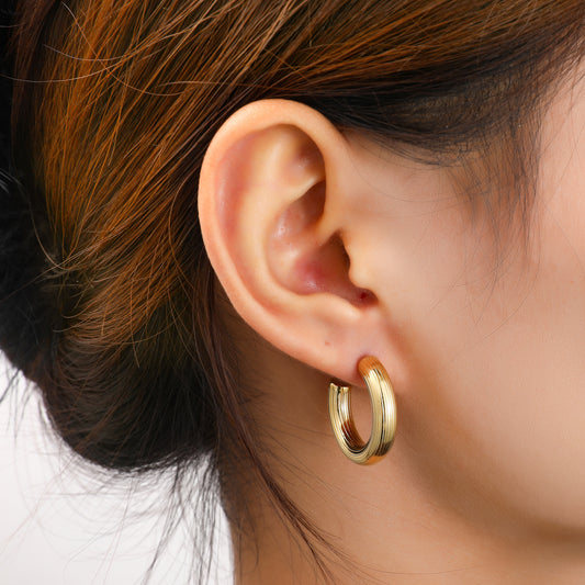 Oorbellen Striped Hollow Hoop